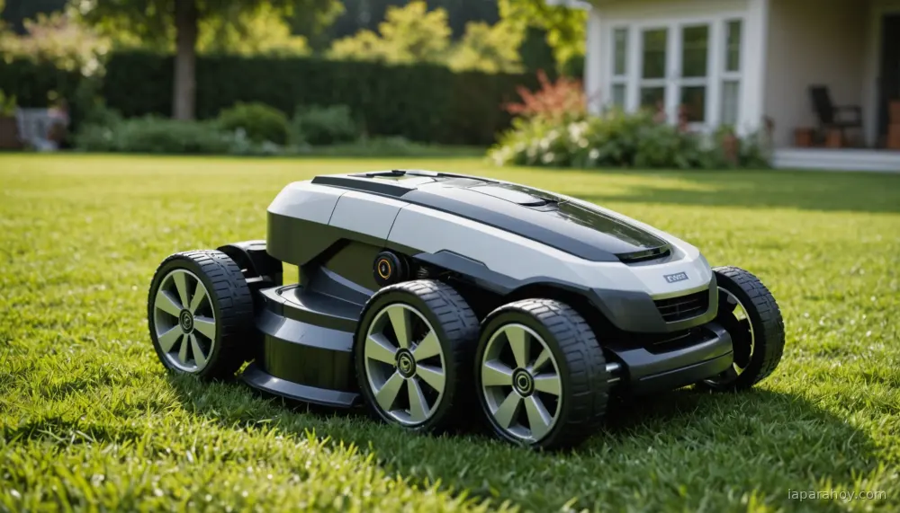 Ilustración generada con IA sobre: Dreame presenta cortacésped robótico A3 AWD Pro con navegación 3D y visión por IA