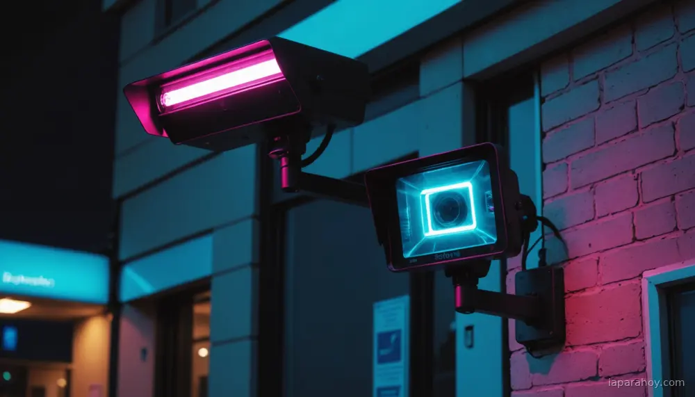 Ilustración generada con IA sobre: Reolink lanza cámara de seguridad TrackFlex con búsqueda de vídeo por IA local