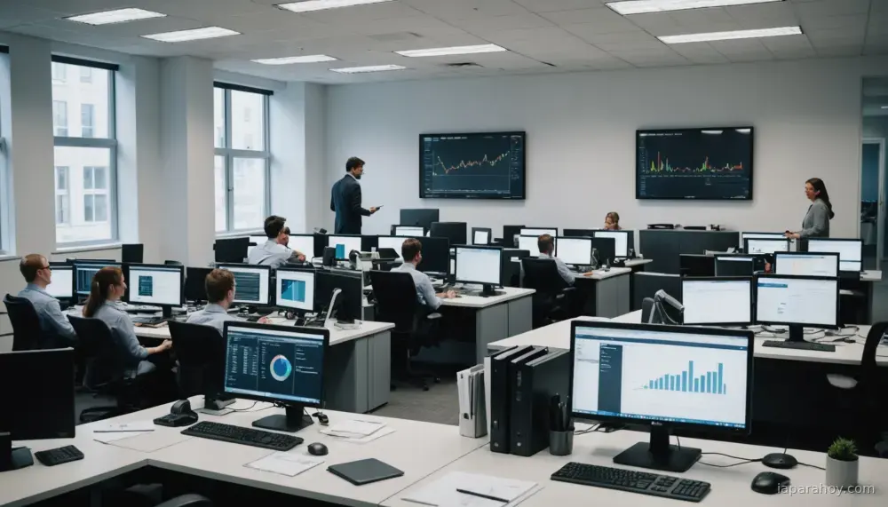 Ilustración generada con IA sobre: Datos de empleo en EEUU no muestran destrucción de puestos por la IA
