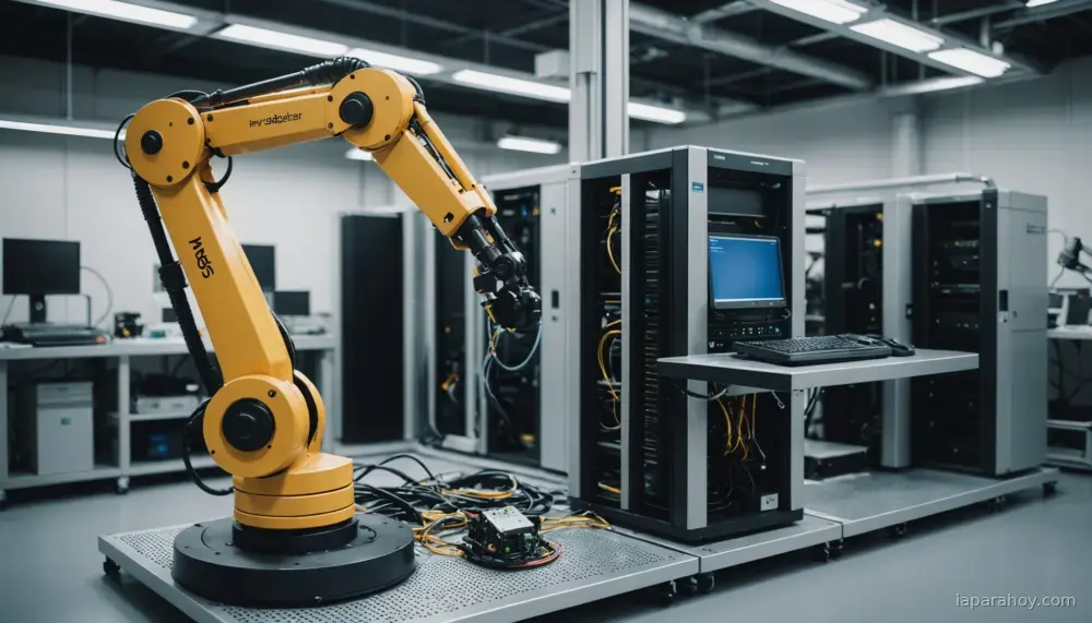 Ilustración generada con IA sobre: Meta prueba robots para automatizar mantenimiento físico en sus centros de datos