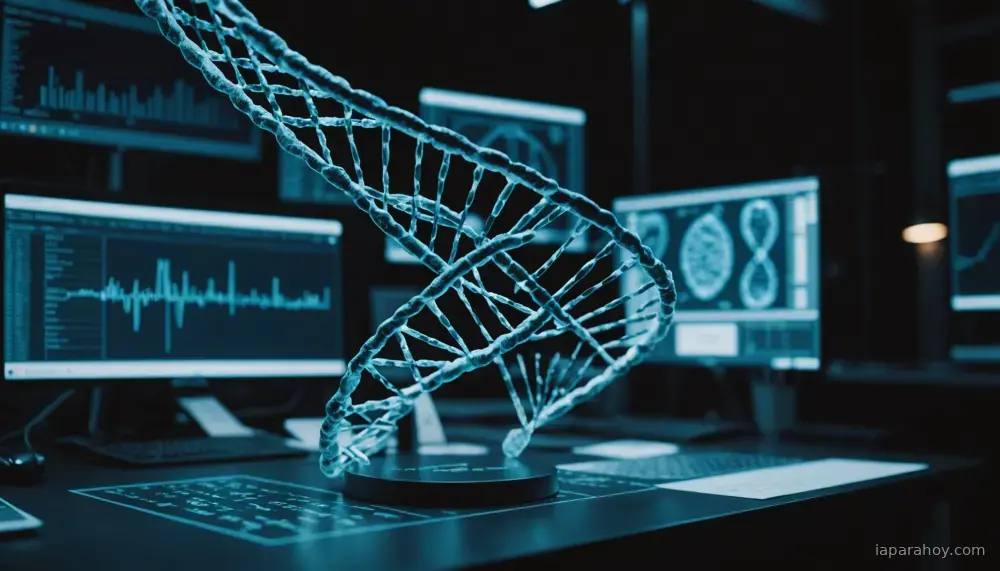 Ilustración generada con IA sobre: Google lanza AlphaGenome Atlas, mapa predictivo de mutaciones en todo el genoma humano