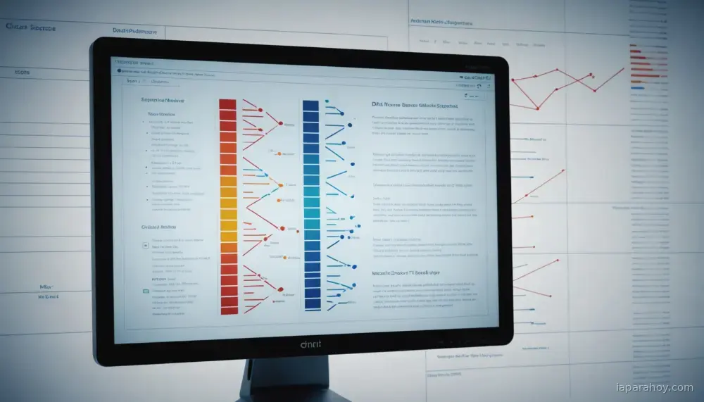 Ilustración generada con IA sobre: Google DeepMind presenta AlphaGenome Atlas, mapa de IA sobre mutaciones genéticas
