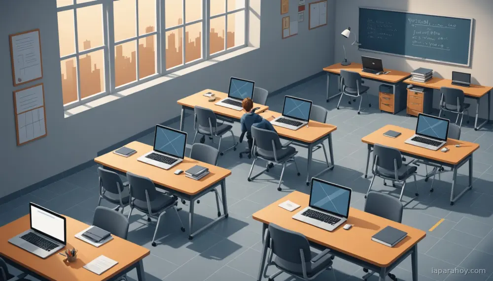 Ilustración generada con IA sobre: Microsoft y sindicatos docentes de EE.UU. firman estándar vinculante de privacidad de IA en escuelas