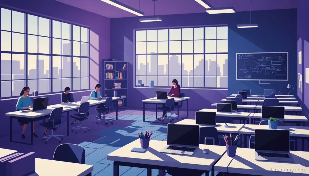 Ilustración generada con IA sobre: Libro analiza cómo las empresas tecnológicas moldearon la enseñanza de programación en escuelas de EEUU