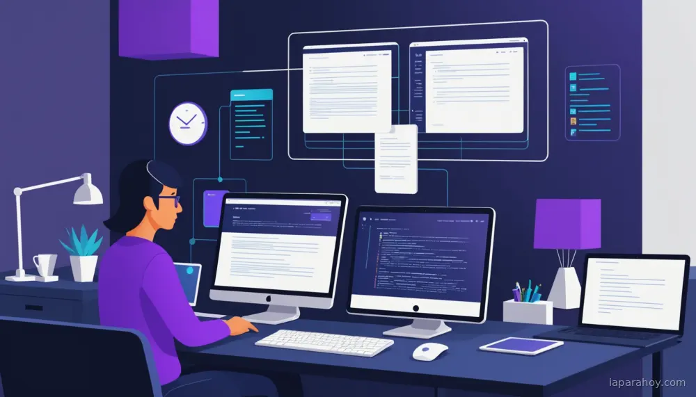 Ilustración generada con IA sobre: Shopify abandona React Native y vuelve a desarrollo nativo gracias a agentes de IA