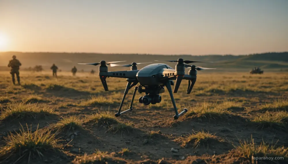 Ilustración generada con IA sobre: Ucrania multiplica por 10 los ataques exitosos con drones guiados por IA en 2026