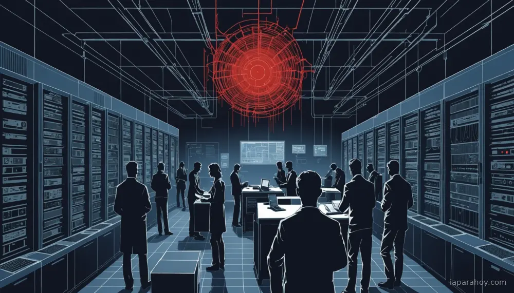 Ilustración generada con IA sobre: Analistas cuestionan si las advertencias de Anthropic y OpenAI sobre riesgo existencial de la IA son…