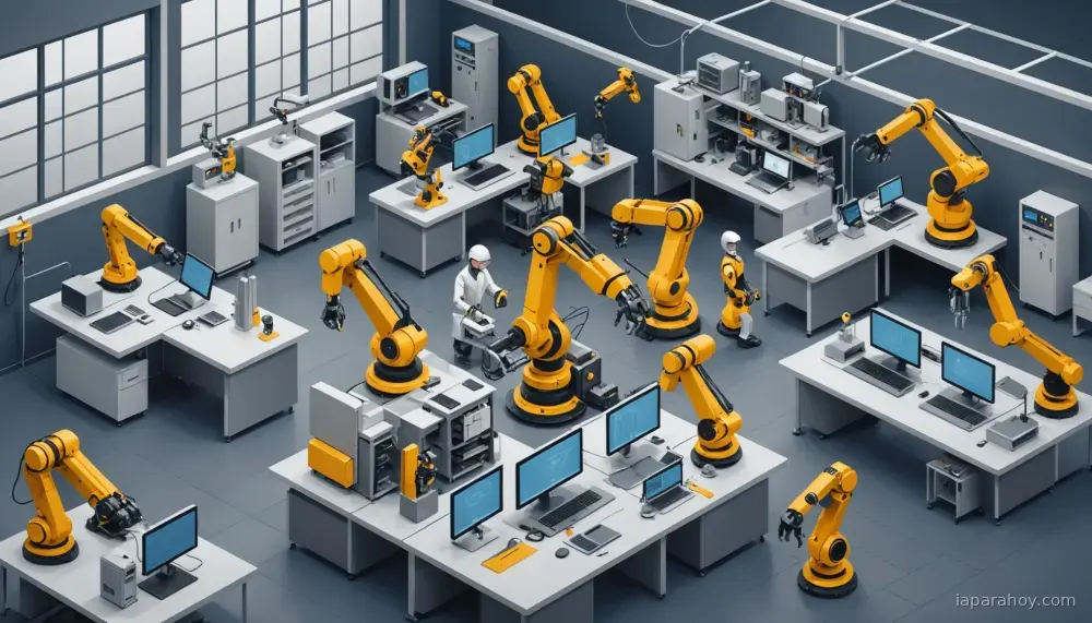 Ilustración generada con IA sobre: Google DeepMind presenta Gemini Robotics 2 con control corporal completo y colaboración multirobótica
