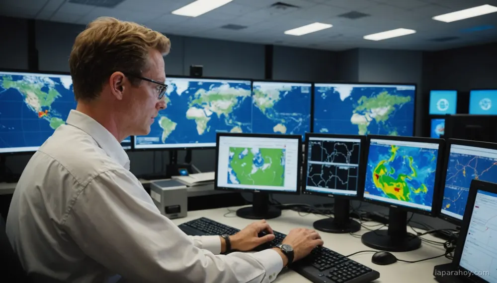 Ilustración generada con IA sobre: Google DeepMind lanza Weather Lab con modelos de IA para predicción de huracanes