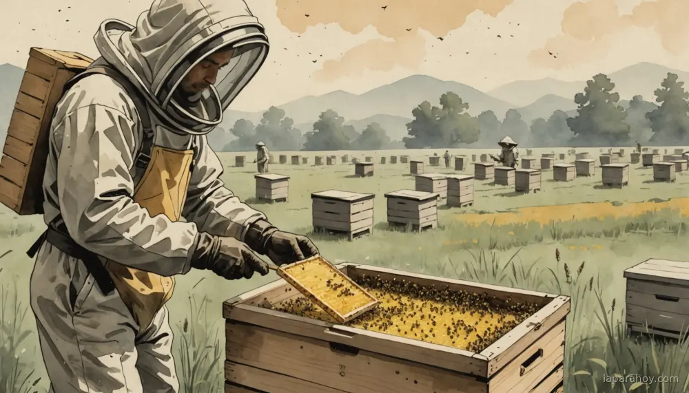Ilustración generada con IA sobre: AlphaFold acelera programas de reproducción de abejas más resistentes