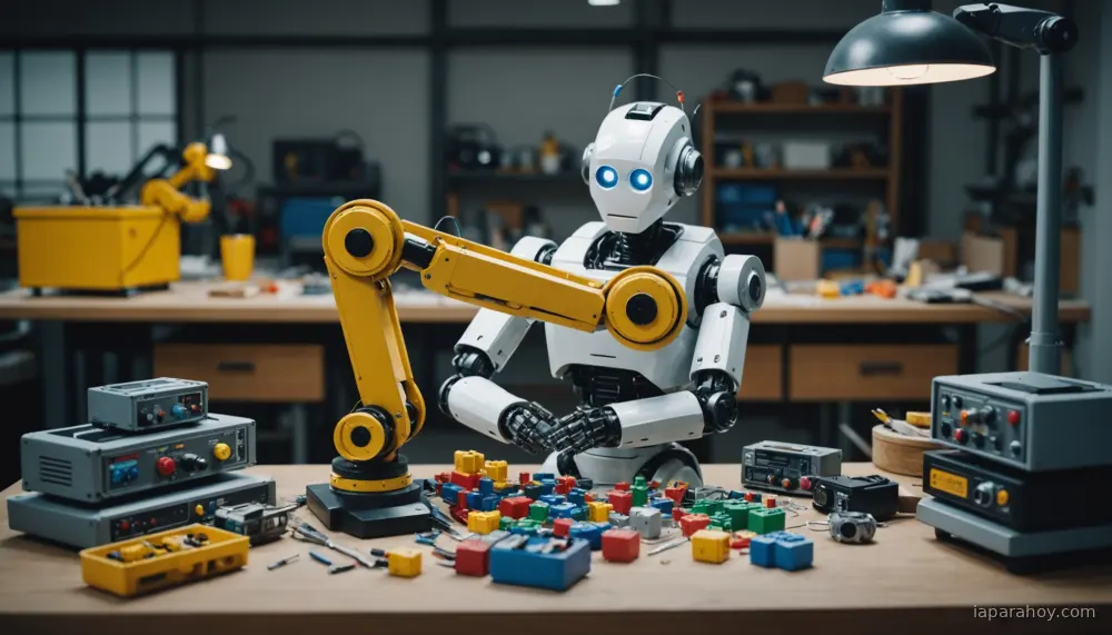 Ilustración generada con IA sobre: DeepMind presenta RGB-Stacking, benchmark para robots que aprenden a manipular objetos diversos