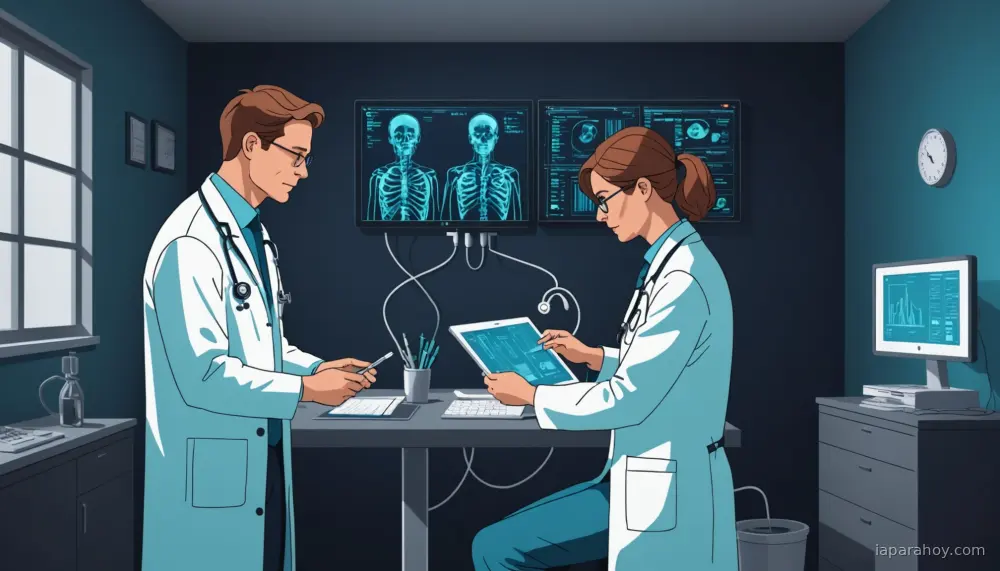 Ilustración generada con IA sobre: Google DeepMind presenta AI co-clinician, asistente médico multimodal bajo supervisión clínica